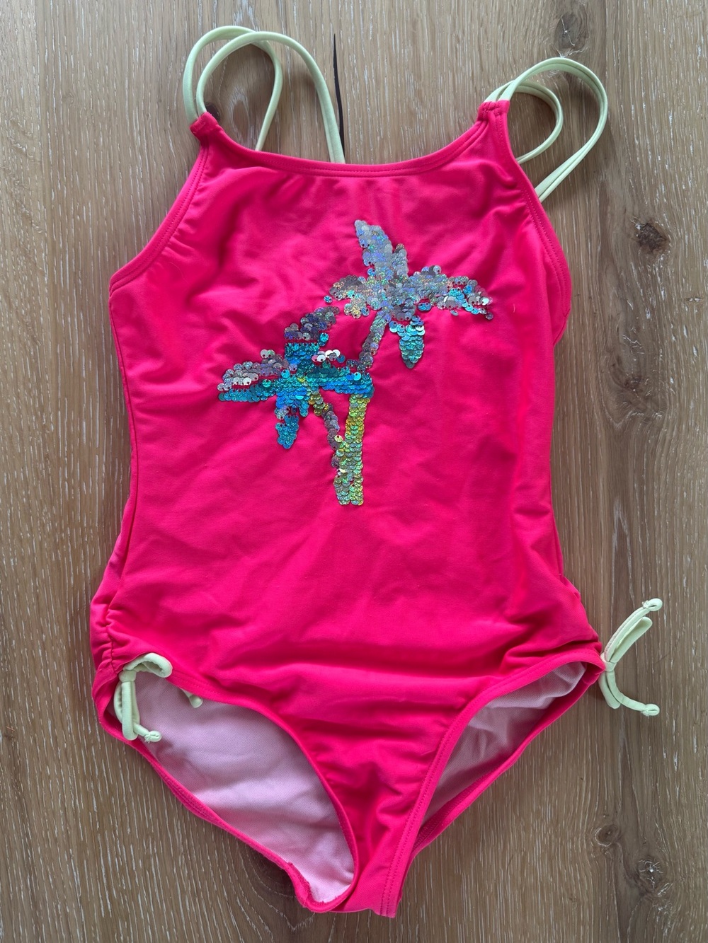 Cat & Jack Hot Pink Sequin Palm Tree One-Piece Swimsuit